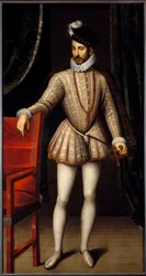 Portræt i foden af Charles IX (1550 - 1574) konge af Frankrig. Maleri af Francois Clouet (1515-1572)