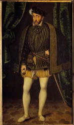 Portræt af Henrik II (1519 - 1559) konge af Frankrig. Maleri af Francois Clouets værksted (1515-1572)