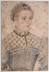 Portræt af den unge Maria Stuart (1542-1587), dronning af Frankrig og Skotland. Blyantstegning af François Clouet (1515-1572). 16. århundrede. Chantilly, Condé-museet