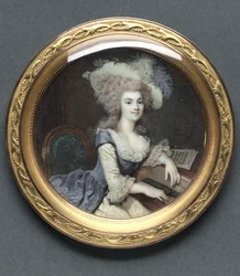 Portræt af en kvinde ved en cembalo, ca. 1788.
