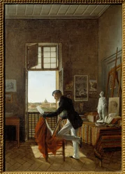 Francois Edward Picots (1786-1868) værksted i Villa Medicis. Maleri af Jean Alaux Dit The Roman (1786-1864)