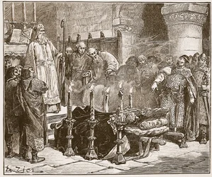Fitz-Arthur forbyder William at blive begravet, illustration fra 