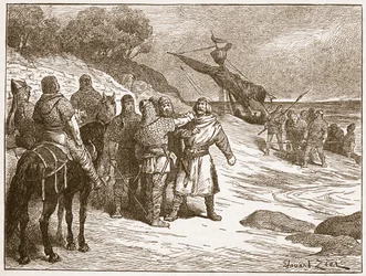 Harold taget til fange af greven af Ponthieu, illustration fra 