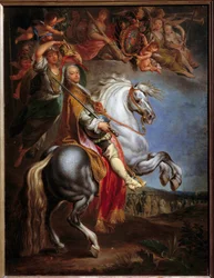 Rideportræt af Francois III (1708-1765), hertug af Lorraine, dengang germanske kejser og storhertug af Toscana, ægtefælle til Marie Therese af Østrig (1717-1780) Maleri af Francois Eisen (1695-1778)
