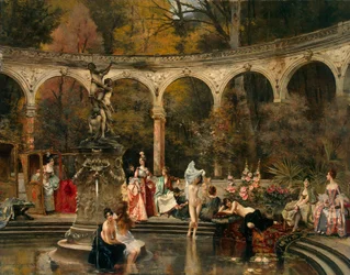 Hofdamer bader i det 18. århundrede, 1888