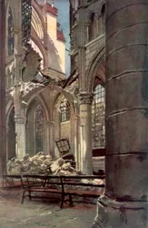 Interiør af ruinerne af Saint Jean des Vignes Abbey, Soissons, Frankrig, 18. maj 1915, 1926.