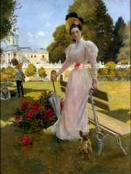 Portræt af prinsesse Zinaida Jusupova med to sønner i Arkhangelskoye, 1894