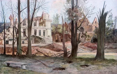 Ruinerne af et hus, Soupir, Første Verdenskrig, april 1917.
