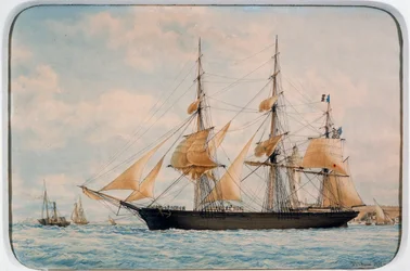 New York Ocean Herald klipper, af Francois Roux (1811-1882), akvarel