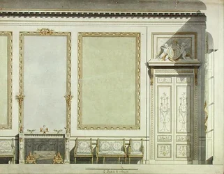 Design til hertuginden af Mazarins hus, ca. 1777 (akvarel på papir)