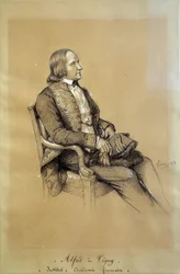 Portræt af Alfred de Vigny (1797 - 1863), fransk forfatter, dramatiker og digter. Tegning af Francois Joseph Heim (1787-1865)
