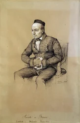 Portræt af Charles Augustin Sainte Beuve (1804-1869), fransk litteraturkritiker og forfatter. Tegning af Francois Joseph Heim (1787-1865)