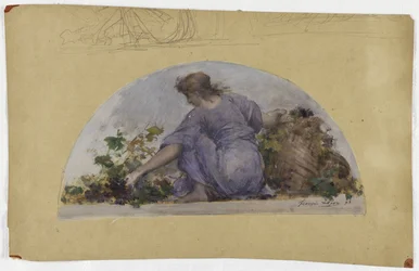 Skitse til spisesalen på Hôtel de Ville de Paris, La Vendange, ca. 1893 (olie på papir)