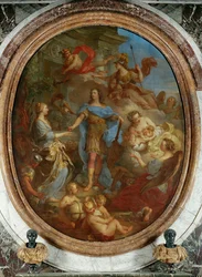 Kong Louis XV bringer fred til Europa (maleri på lærred)