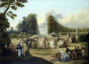 Bal i Tivoli, Paris - Maleri af Francois Louis Joseph Watteau (1758-1823)