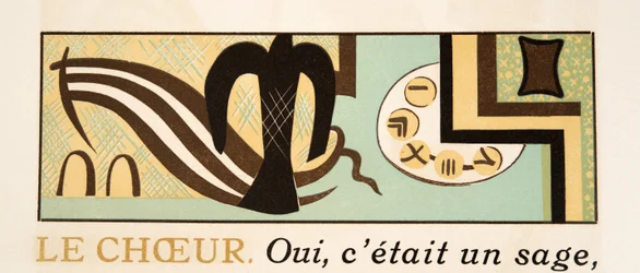 Grafisk illustration fra Prométhée Enchaîné af Aeschylus, pub. 1941 (stenciltryk)