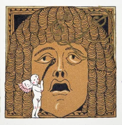 Næse bliver kildet af Amor, fra Personages de Comedie, pub. 1922 (pochoir print)