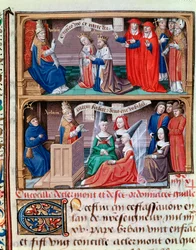 Koncilet i Clermont (1095): Urban 2.s prædiken om det første korstog - ekskommunikation ved pave Urban 2. af Filip 1., konge af Frankrig, og Bertrada af Montfort i 1095 - pave Urban 3. taler til fire unge kvinder