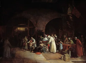 Fransk kolonisering af Algeriet: "" Forløsning af fanger i fængslerne i Algier"" Maleri af Francois Marius Granet (1775-1849) 1831 Søn. 1,51x2 m