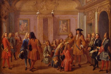 Første udnævnelse af ridderne af Saint-Louis-ordenen af Louis XIV i Versailles den 8. maj 169