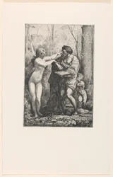 Kunstner og en nymfe, fra Twelve Etchings af Chifflart