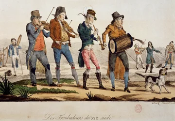 Ttroubadours af Francois Nicolas Martinet (1739-efter 1796), tryk, Frankrig