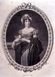 Portræt af Madame de Stael (1766-1817) graveret af John Quartley (gravering)