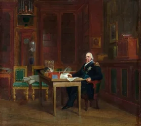 Ludvig XVIII (1755-1824) työssään Study at the Tuileries (öljy kankaalle)