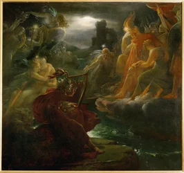 Ossian fremkalder fantomerne på bredden af Lora (maleri på lærred)