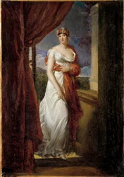 Portræt en pied af Madame Tallien, født Cabarrus, prinsesse af Caraman - Chimay (1773-1835) Maleri af Francois Gerard (1770-1837) 1804 Søn. 0,32 x 0,20 m.