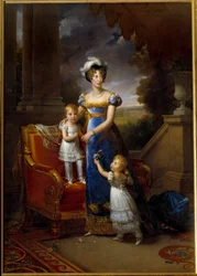 Portræt af Marie Caroline, prinsesse af de to Sicilier, hertuginde af Berry (1798-1870) og hendes børn Maleri af Francois Gerard (1770-1837) 1820 Søn. 0,4x0,3 m