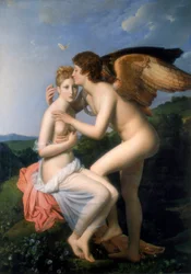 Psyche modtager Amors første kys, 1798