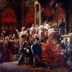 Kroningen af kong Charles X, 29. maj 1825 i Reims-katedralen, ca. 1827 (detaljer)