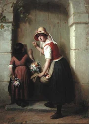 The Flower Sellers (olie på lærred)