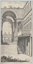 Arkitektonisk udsigt med en bue, 1740.