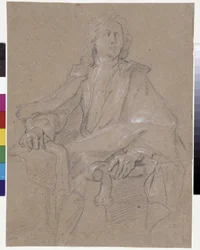 Portræt af Jules Hardouin Mansart (1645-1708) (olie på lærred)