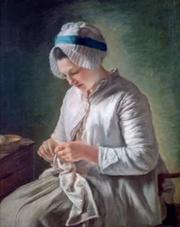 Ung kvinde på arbejde, c1725-1778