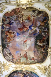 Loftsfresko i det store galleri på Schönbrunn Slot, Martial Allegory, Wien, Østrig
, 2024 (foto)