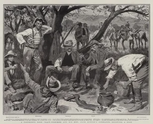 En berygtet Boer Tog-Wrecker og hans Mænd, Jack Hintons Commando nyder et hvil