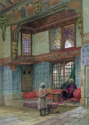 Frikvarter i receptionslokalet i Mufti Sheik El Mahadis hus, Cairo (wc på papir)