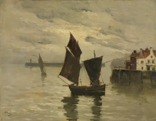 Harbour Scene, udateret (olie på lærred)