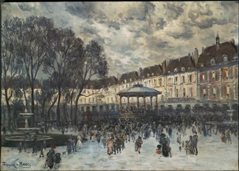 La Place des Vosges un jour de musique - Place de Vosges, Paris, dag med koncert ... (maleri på lærred)