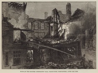 Ruinerne af Scottish Corporation Hall, Crane-Court, Fleet-Street, efter branden