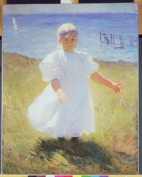 Barn i sollys, før 1899 (olie på lærred)