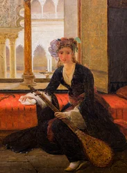 Sultana i et interiør (olie på lærred)