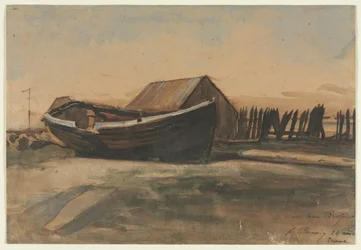 Båd på en strand, Le Treport, 1854.