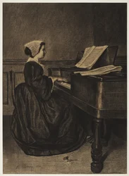 Kvinde ved Spinet, 1860.