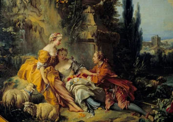 Samtale Champetre-maleri af Francois Boucher (1703-1770) 1700-tallet