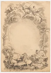 Design til en escutcheon til ære for William Earl Cowper (ca. 1665-1723)