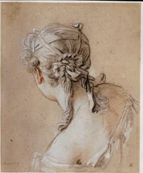 Hoved af en kvinde bagfra, ca. 1740